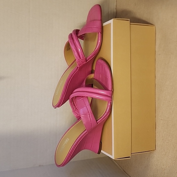 MICHAEL KORS Nadina Mule Wedge Cerise 7.5 M size - Picture 2 of 7